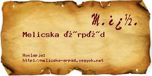 Melicska Árpád névjegykártya